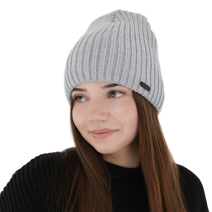 Dámská zimní čepice, zimní, šedá, s merino vlnou, Soletta