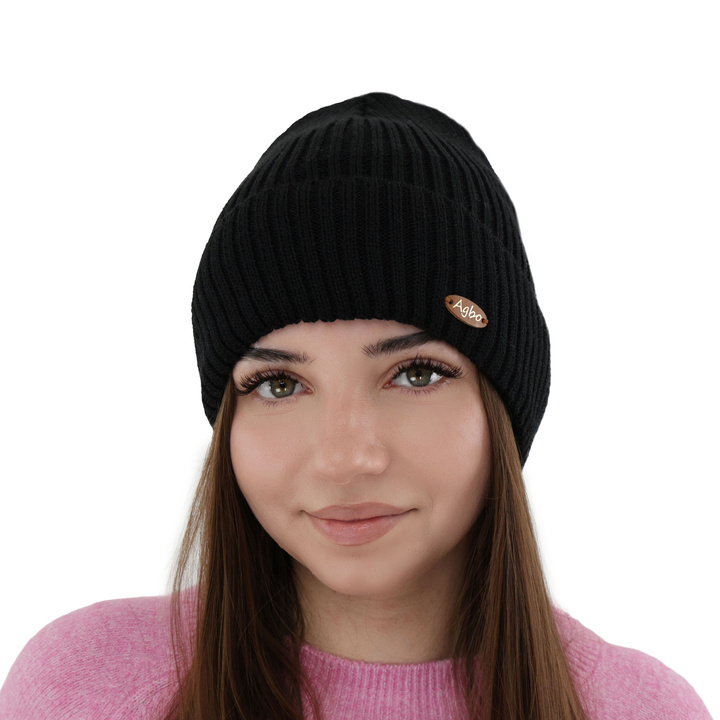 Dámská zimní čepice, černá, s merino vlnou Shila