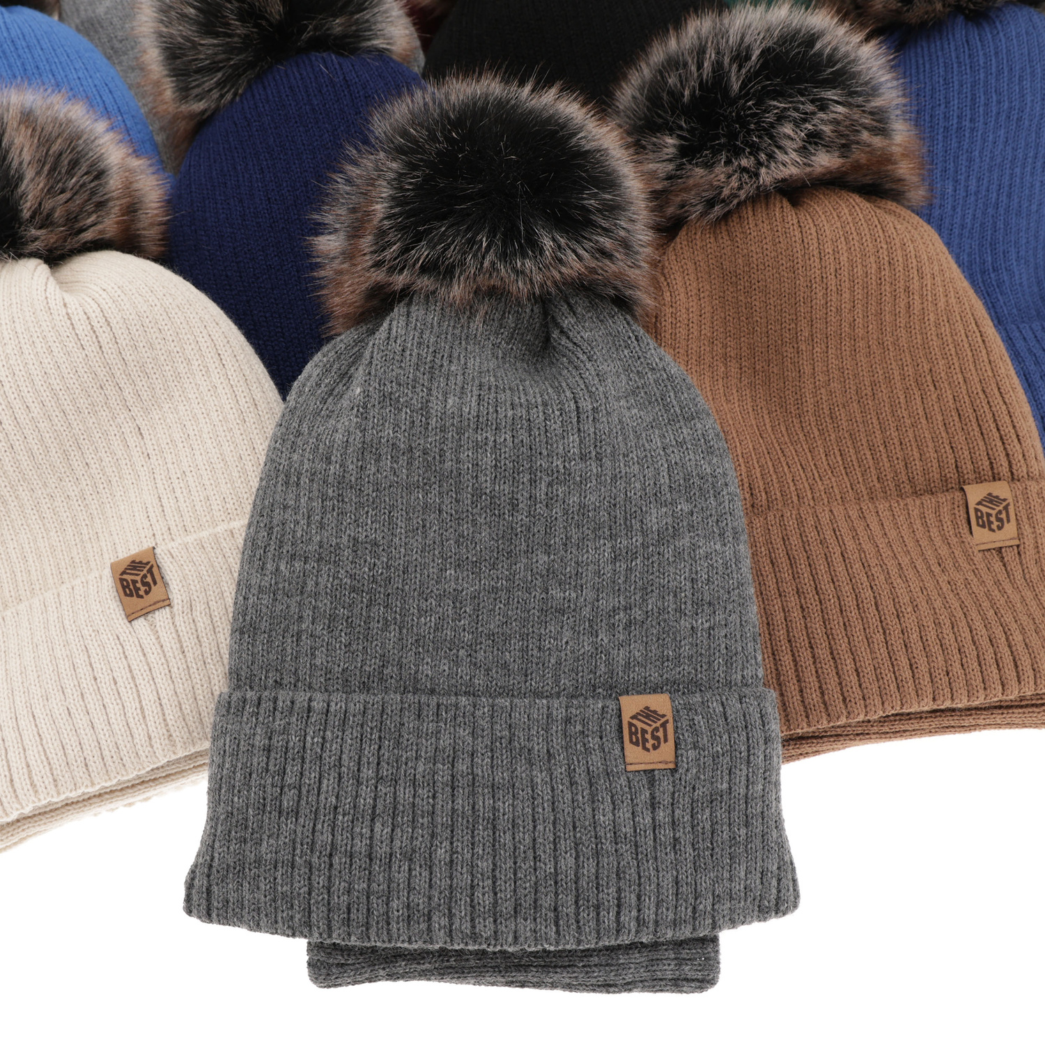 Komplet zimný chlapčenský: čiapka a tunel šedý s bambuľou Wizar