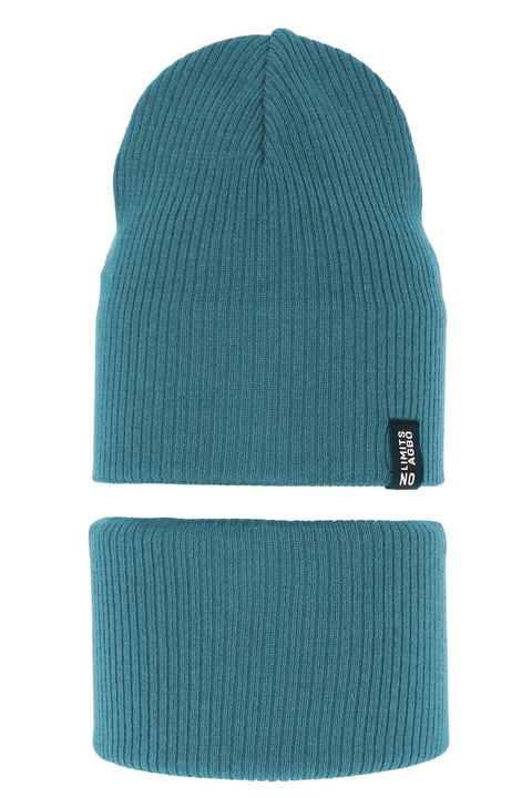 Komplet podzimní/jarní dětský: čepice a tunel, s bavlnou, modrý Tunis