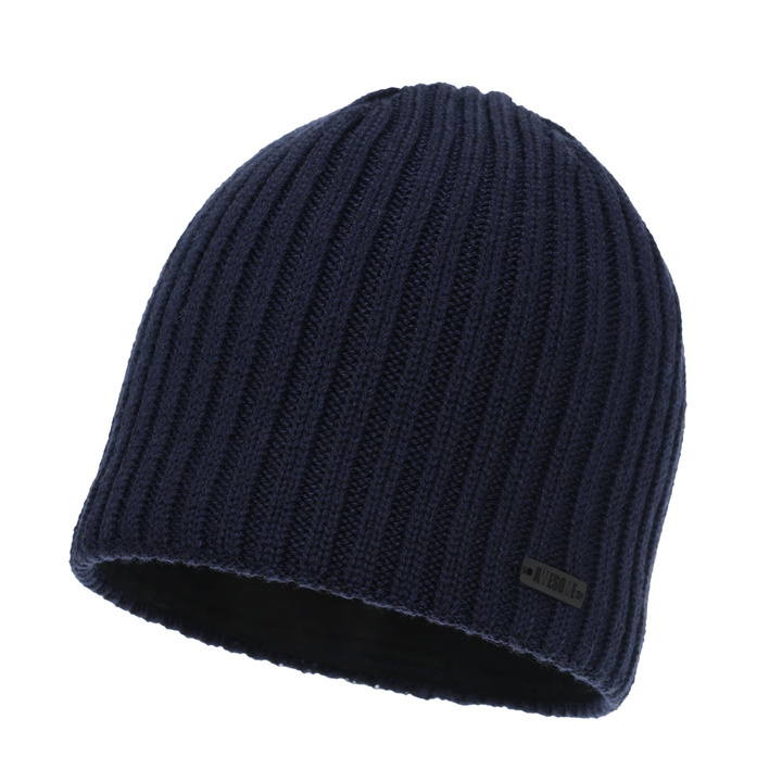 Pánská zimní čepice, tmavě modrá, s merino vlnou, Adagio
