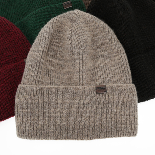 Pánská zimní čepice, khaki, s merino vlnou, Korins