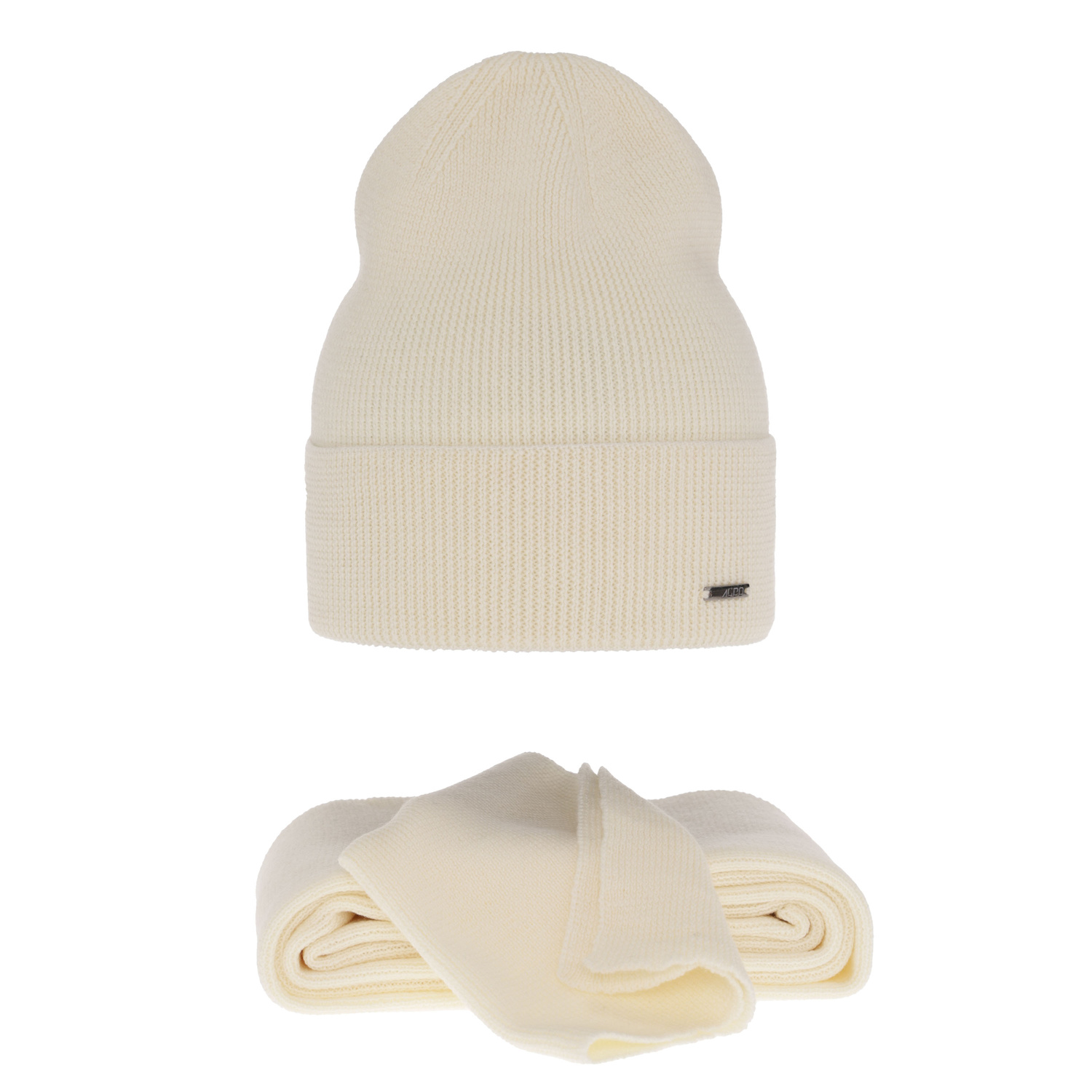 Dámský jarní/zimní set: čepice a šála krémový 100% extra fine merino vlna Melpomena