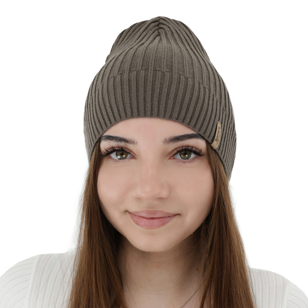 Dámská podzimní, jarní čepice, khaki, Mirona
