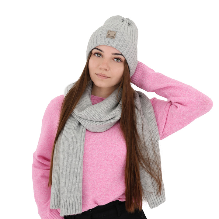 Dámska zimná čiapka šedá merino vlnená Benedetta