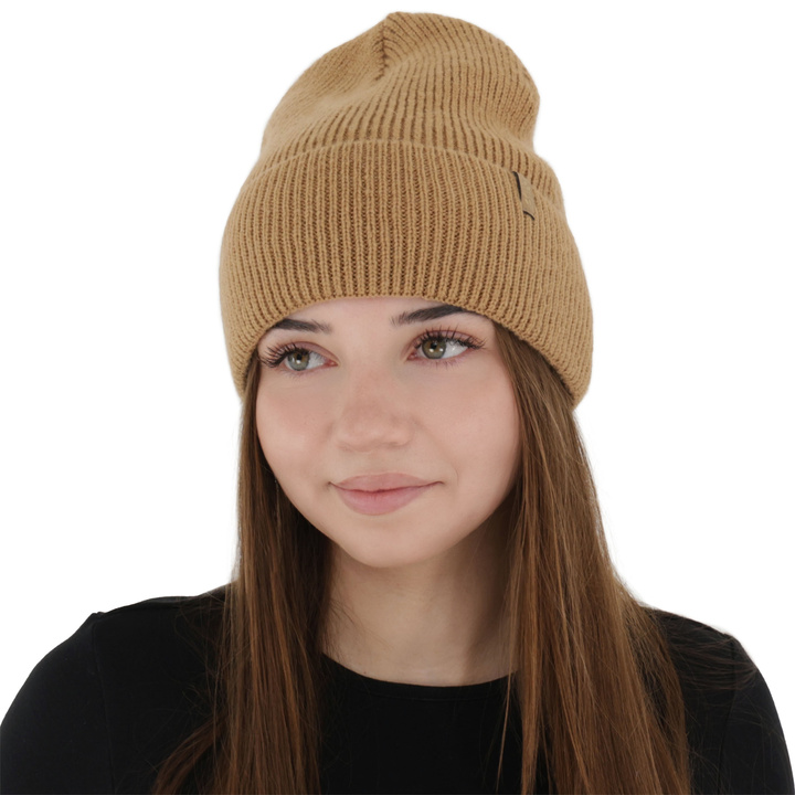 Dámská zimní čepice, camel, s merino vlnou, Tahoe