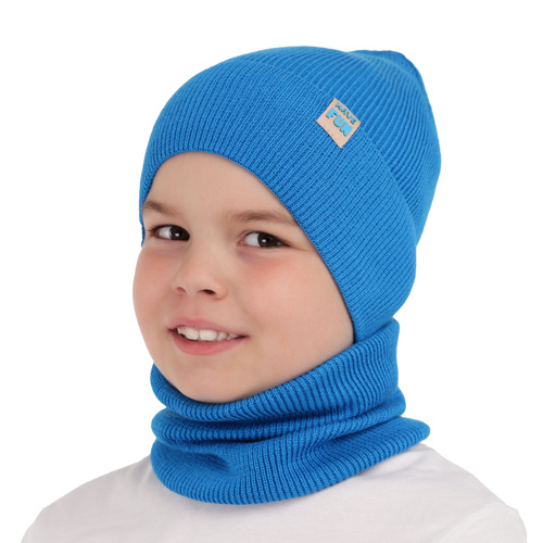 Komplet podzimní/jarní chlapecký: čepice a tunel, s bavlnou, zelený Ottavio