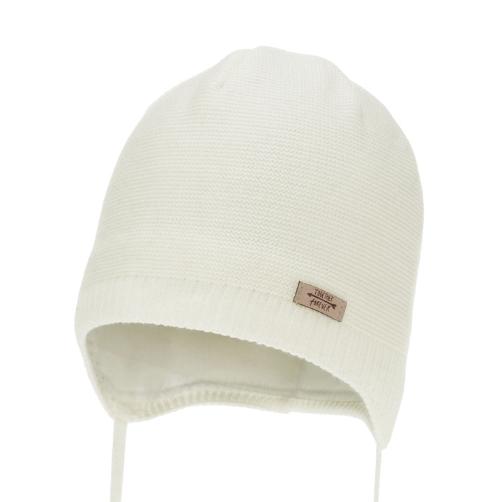 Dívčí podzimní/jarní čepice, krémová, zavazovací, Svenja