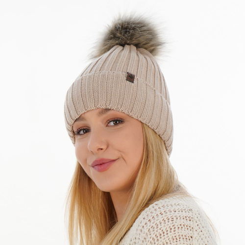 Dámska zimná čiapka šedá merino vlnená Texa