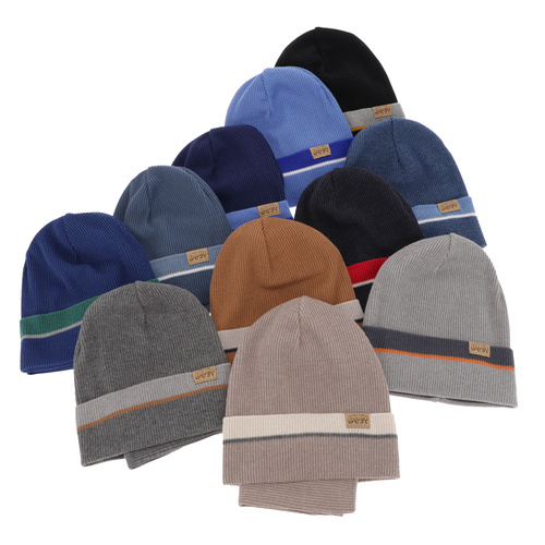 Komplet podzimní/jarní chlapecký: čepice a tunel, s bavlnou, šedý Antonio