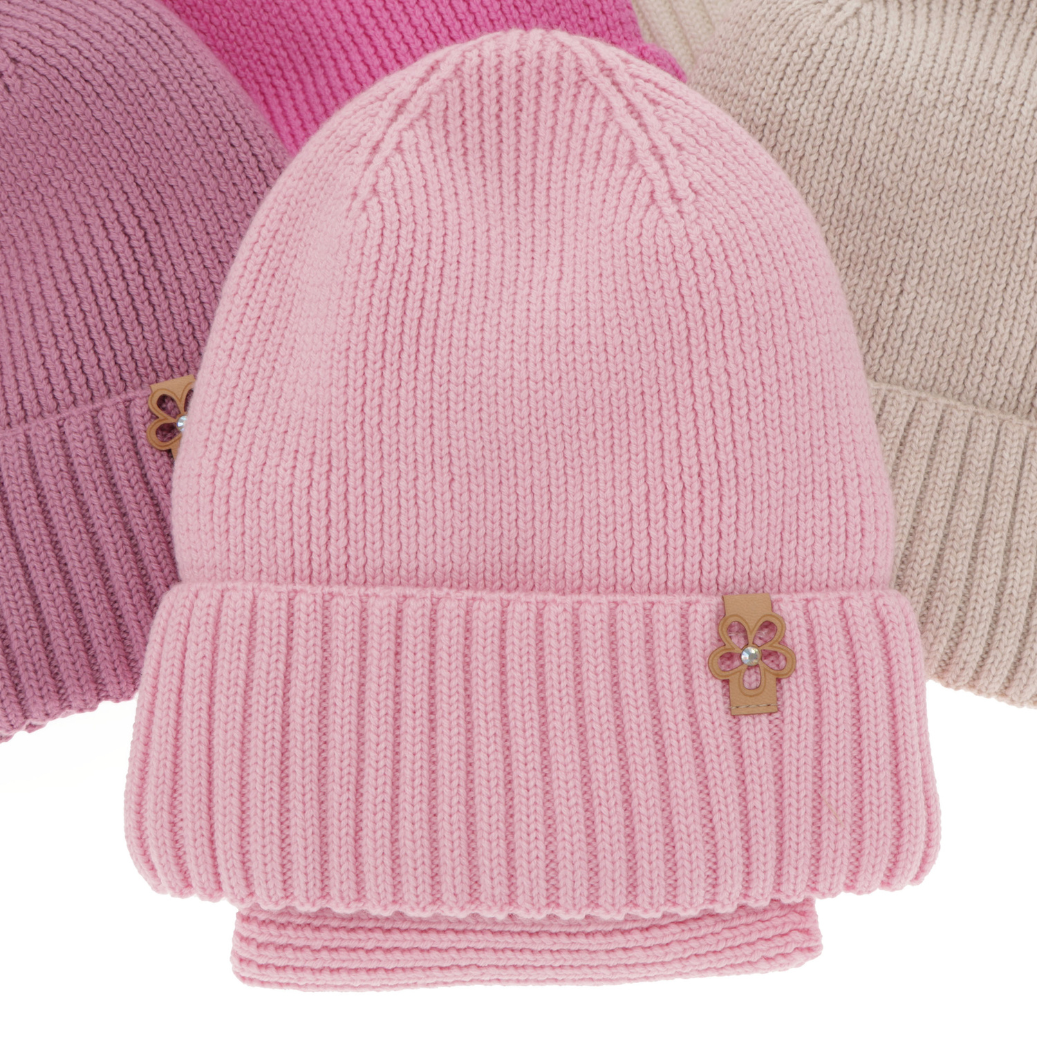 Komplet zimný dievčenský čiapka a tunel ružový 100% extrafine merino vlna Nelita