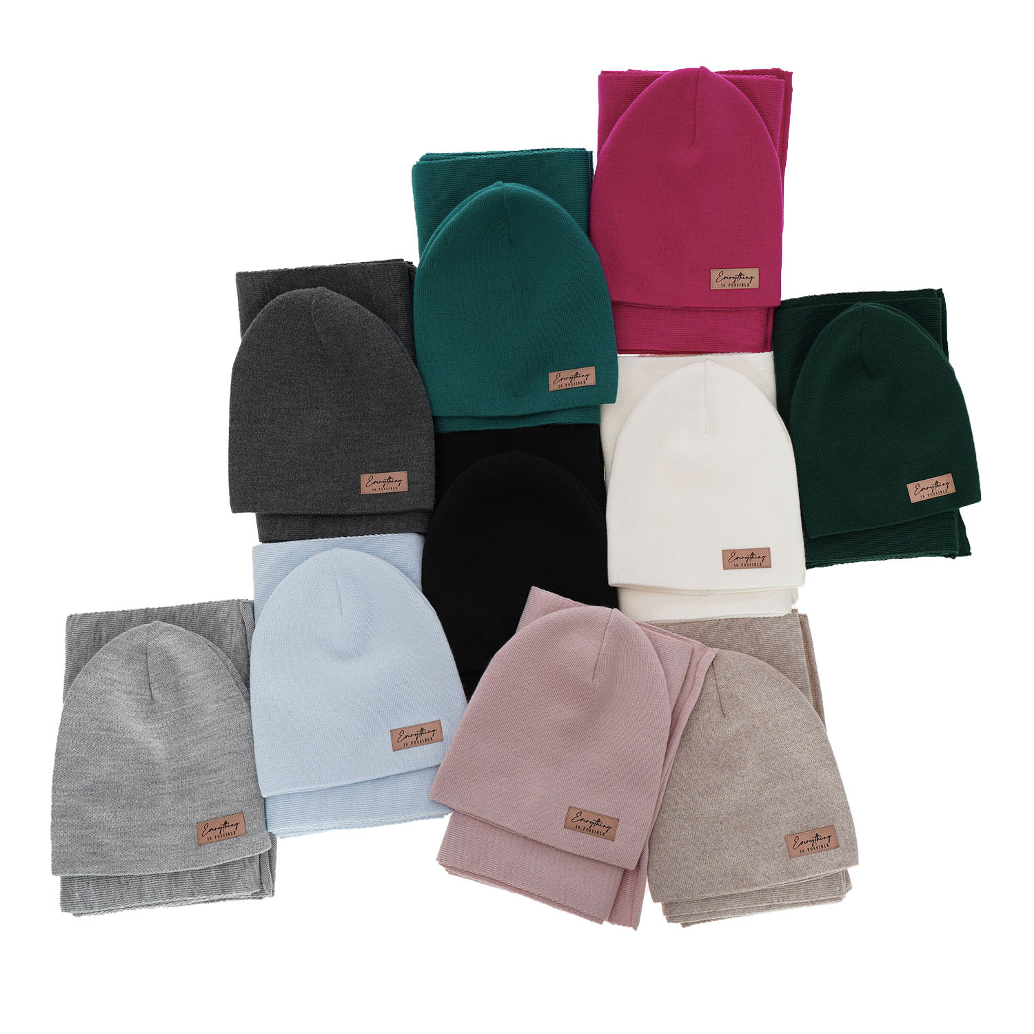 Komplet podzimní/jarní dámský: čepice a šála krémový Zula