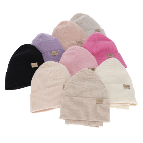 Komplet podzimní, jarní dívčí: čepice a tunel, krémový, 100% merino vlněná, Magenta