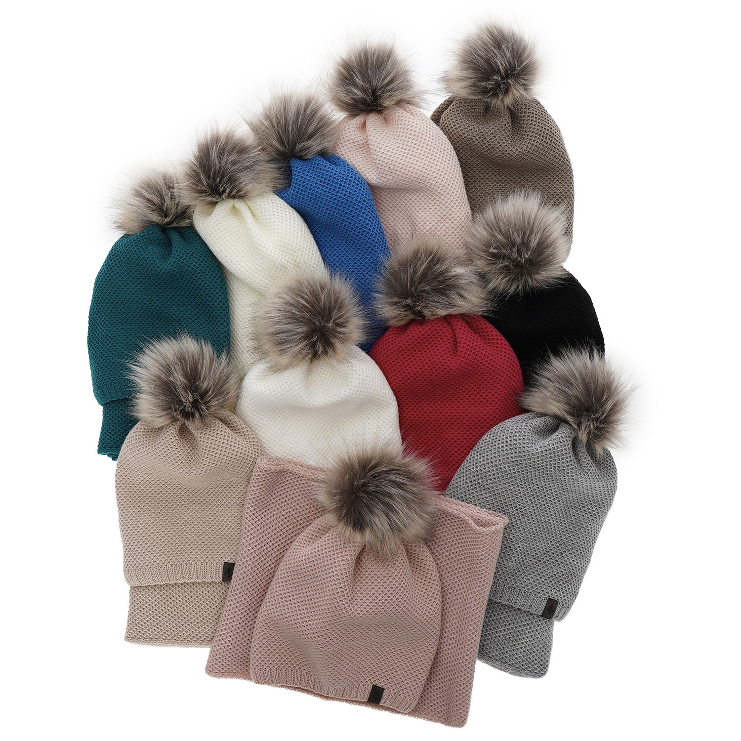 Komplet zimní dámský: čepice a tunel bílý Kaliana