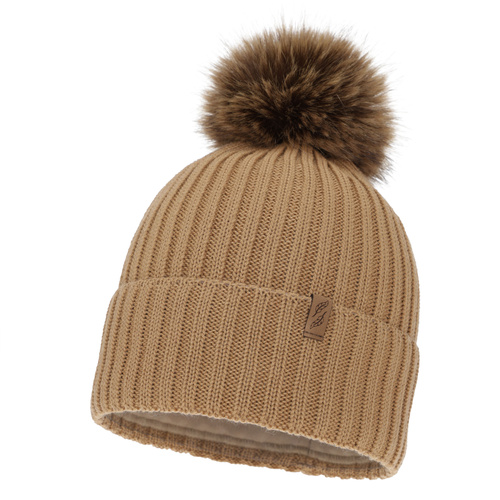 Dámská zimní čepice, camel, s merino vlnou, Zamira