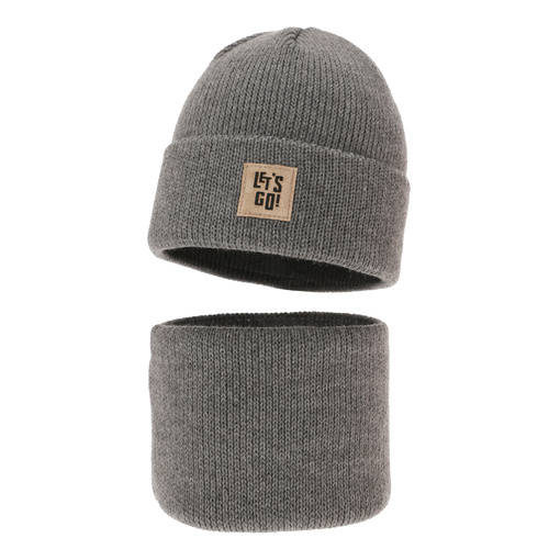 Komplet zimný chlapčenský: čiapka a tunel šedý Joseph