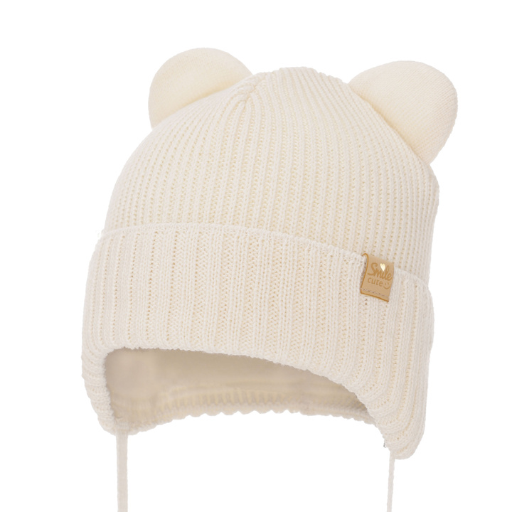 Dievčenská zimná čiapka krémová s merínovou vlnou Shira