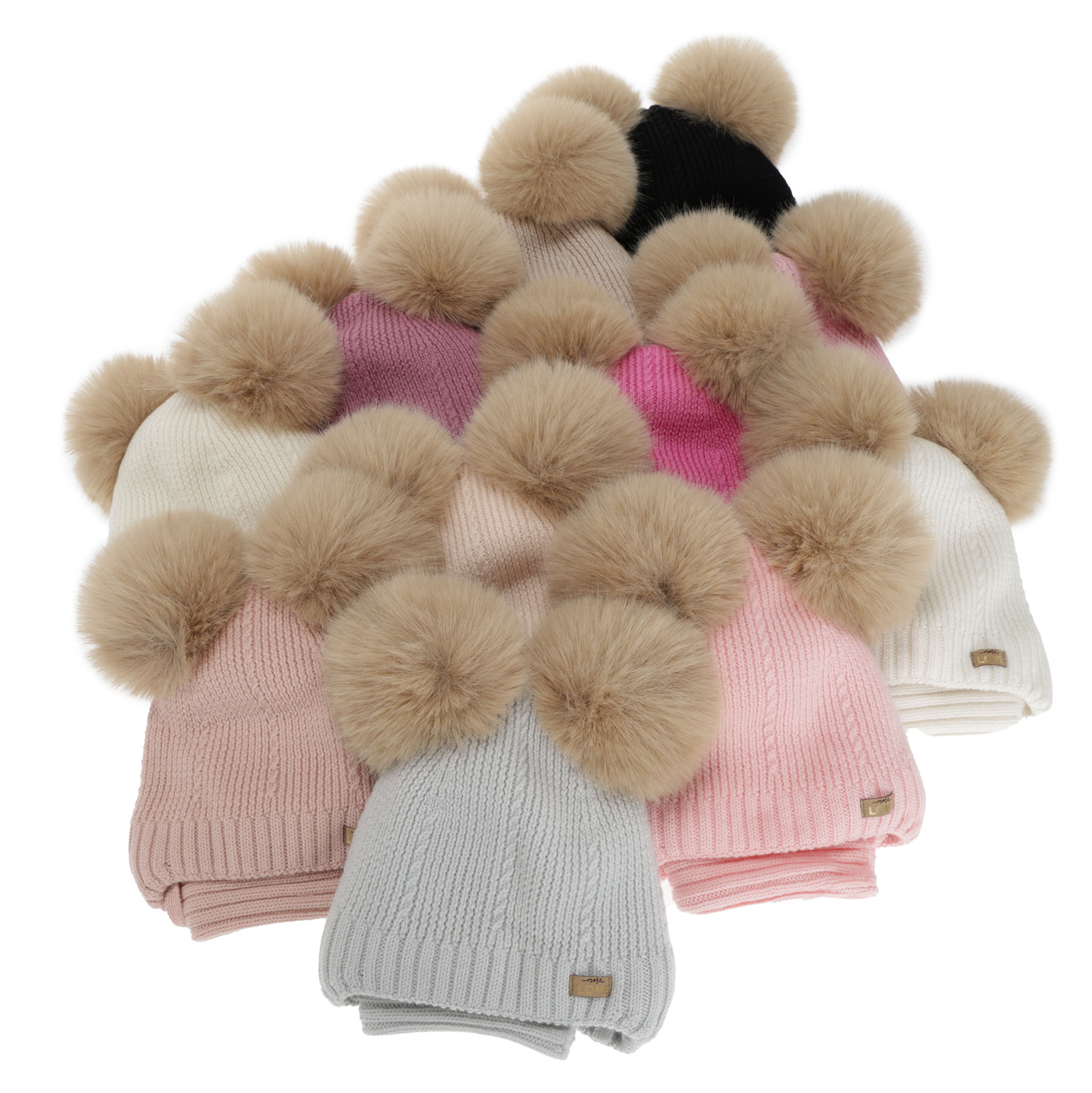 Dívčí čepice a nákrčník, zimní set, bílý, 100% merino vlna, podšitý vlněným polarem, Lumia
