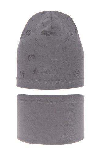 Komplet podzimní/jarní chlapecký: čepice a tunel šedý Kosmos