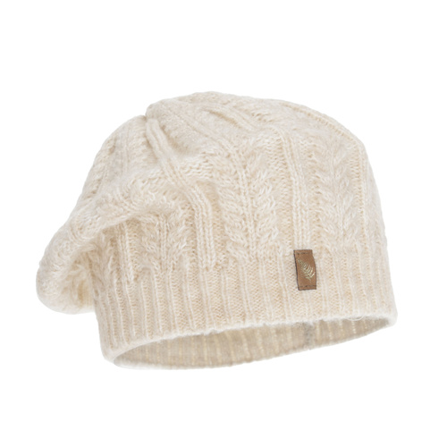 Beret dámský zimní, světle béžový, s merino vlnou, Senja