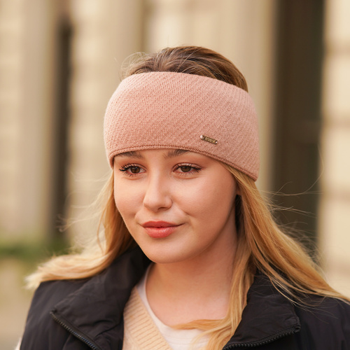 Dámska zimná čelenka čierna merino vlnená Katrina