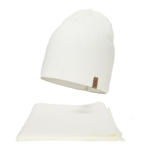 Komplet zimní dámský: čepice a šála, krémový, Fena