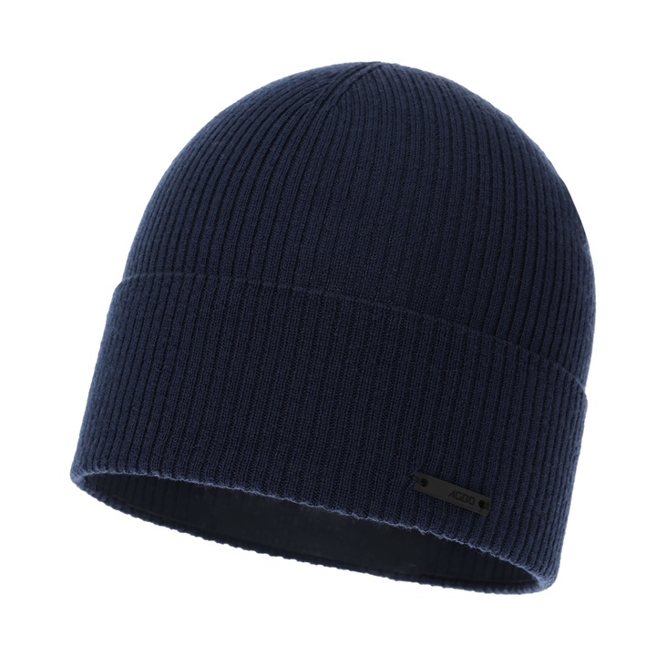Pánská podzimní/jarní čepice tmavě modrá 100% merino vlněná Fleur