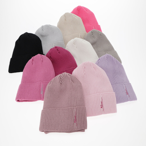 Komplet podzimní/jarní dívčí: čepice a tunel, s bavlnou, fialový, Elvara