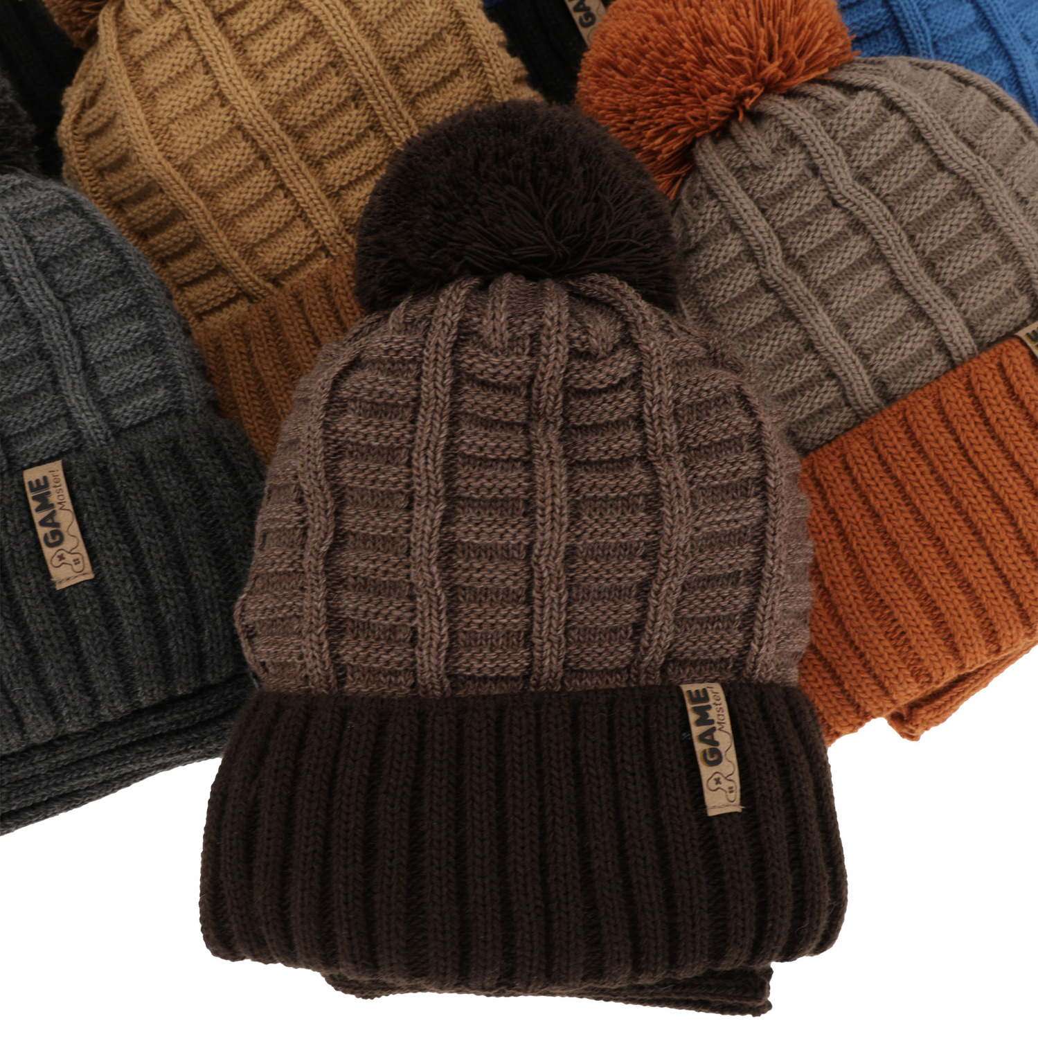 Komplet zimný chlapčenský: čiapka a tunel modrý s bambuľou Leo