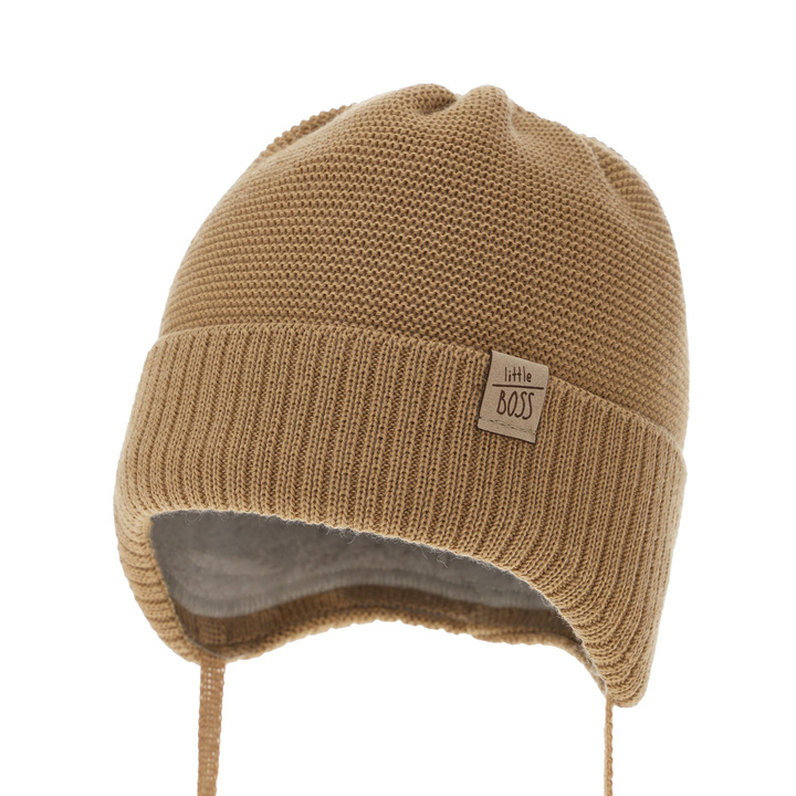 Chlapecká zimní čepice camel s merino vlnou Darsi