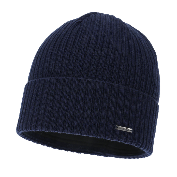 Pánská zimní čepice, modrá, s merino vlnou, Baltor