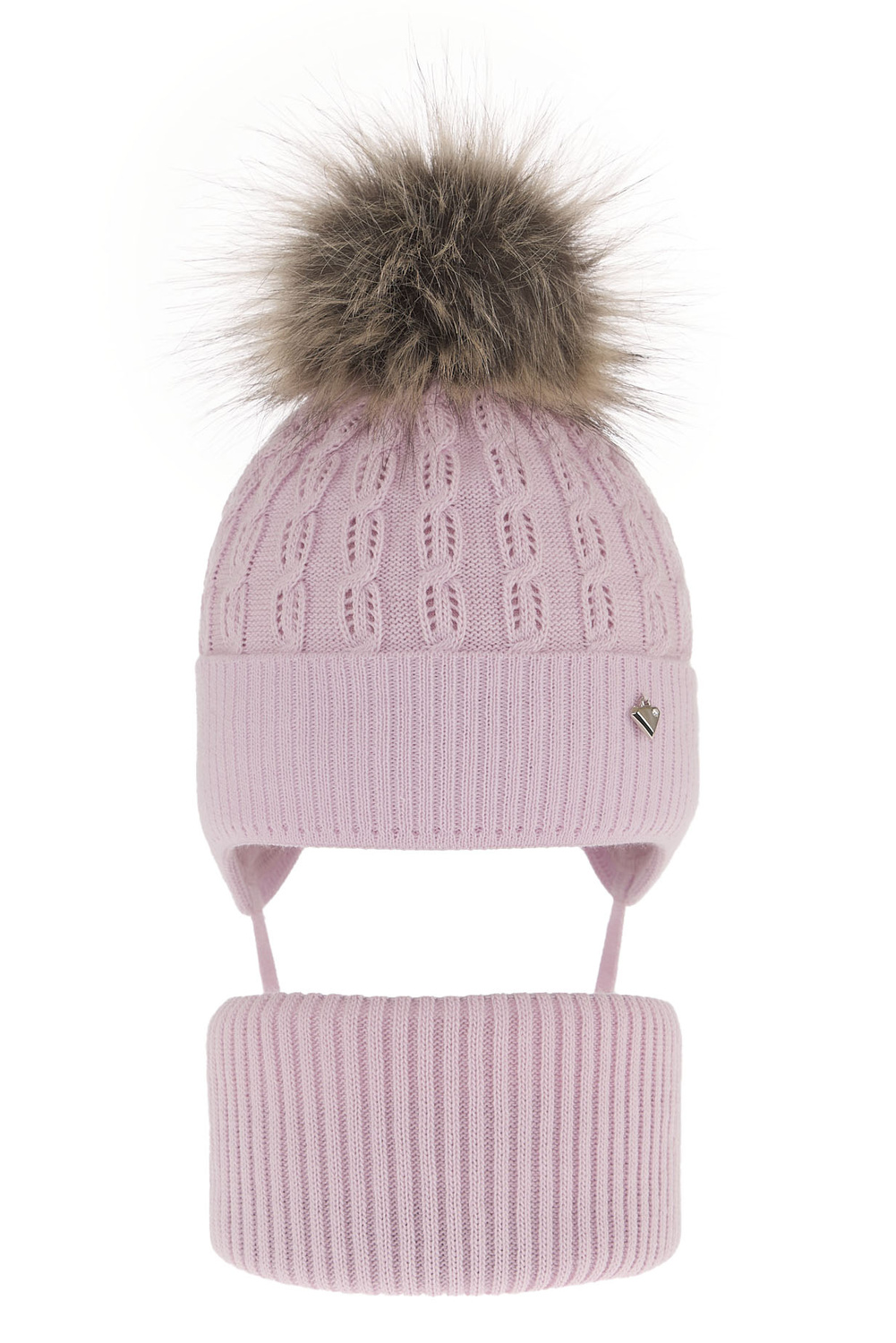 Komplet zimnej dívčej: čiapka a tunel fialový s bambuľou Tukana