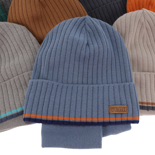 Komplet podzimní/jarní chlapecký: čepice a tunel, s bavlnou, béžový London