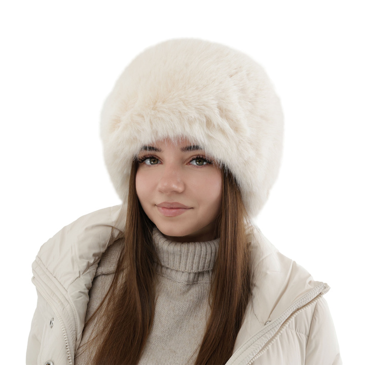 Dámská zimní čepice krémová s podšívkou z vlnené Holly