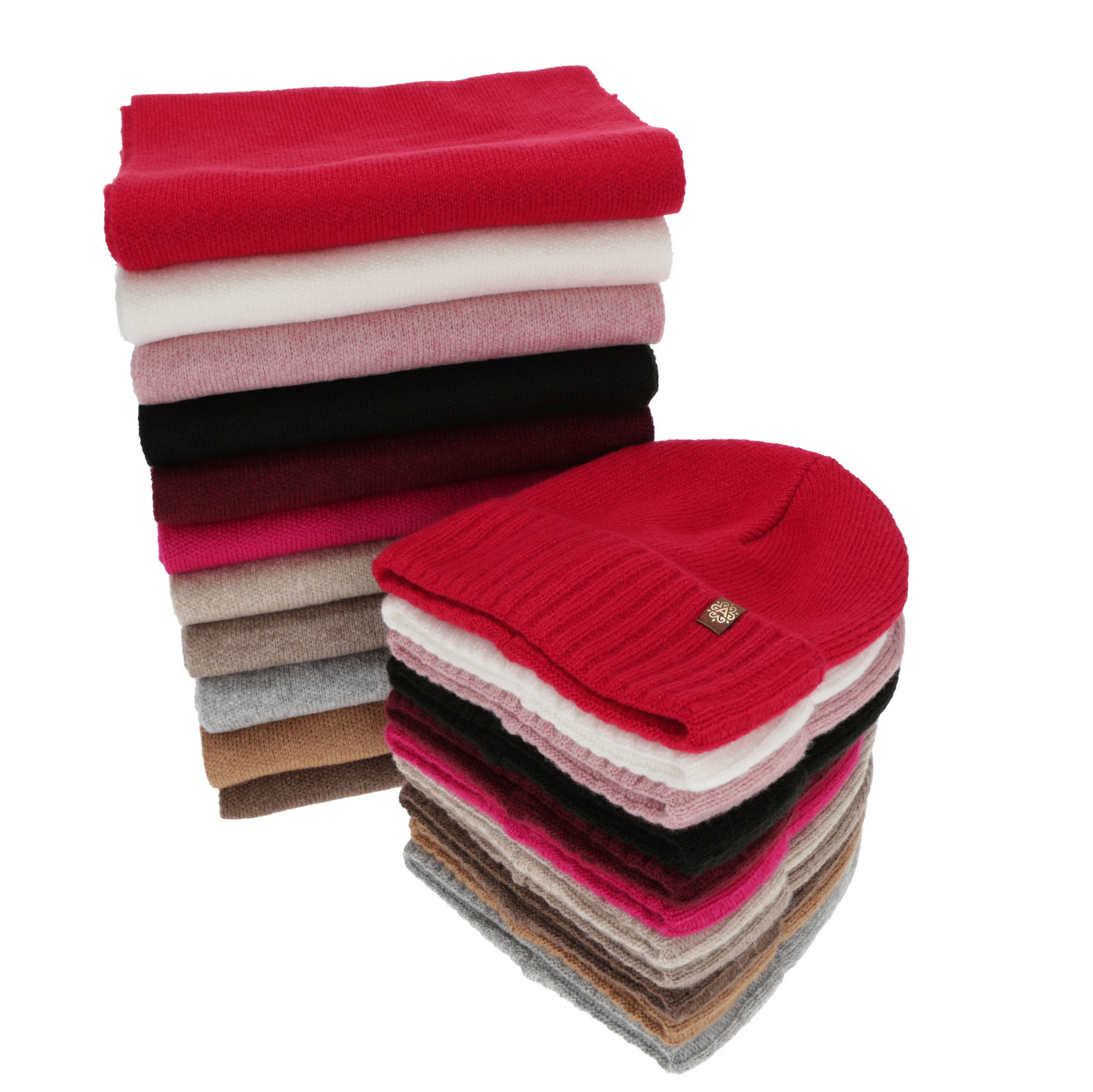 Komplet zimní dámský: čepice a šála, amarant, Shasta