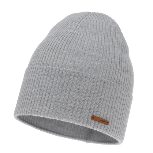 Dámská podzimní/zimní čepice, šedá, 100% merino vlněná, Flerra