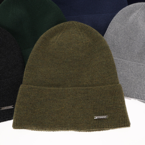 Pánská jarní/zimní čepice tmavě modrá 100% extra fine merino vlněná Memfis