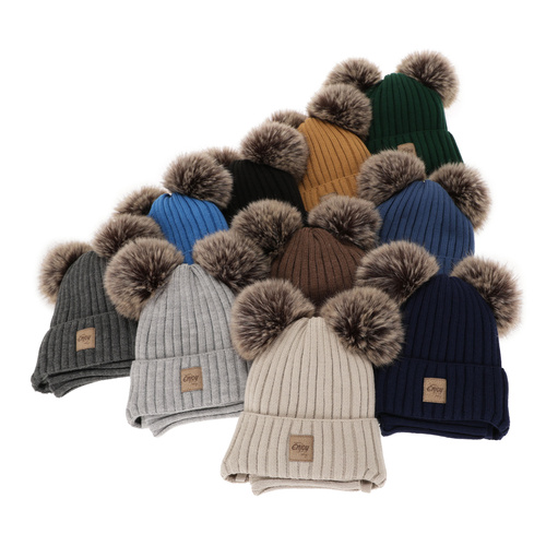 Kompletná zimná detská sada: hnědý čiapka a šál s dvoma mašľami Orange