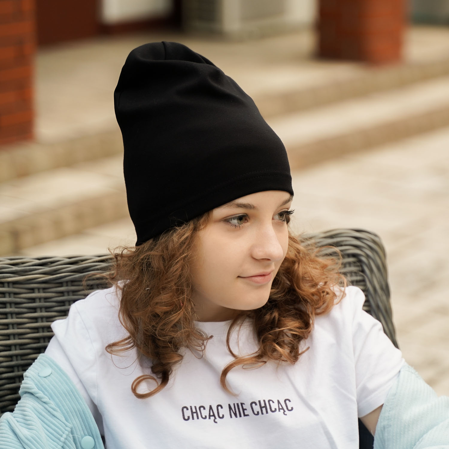 Komplet podzimní/jarní dívčí: čepice a tunel khaki Hazelka