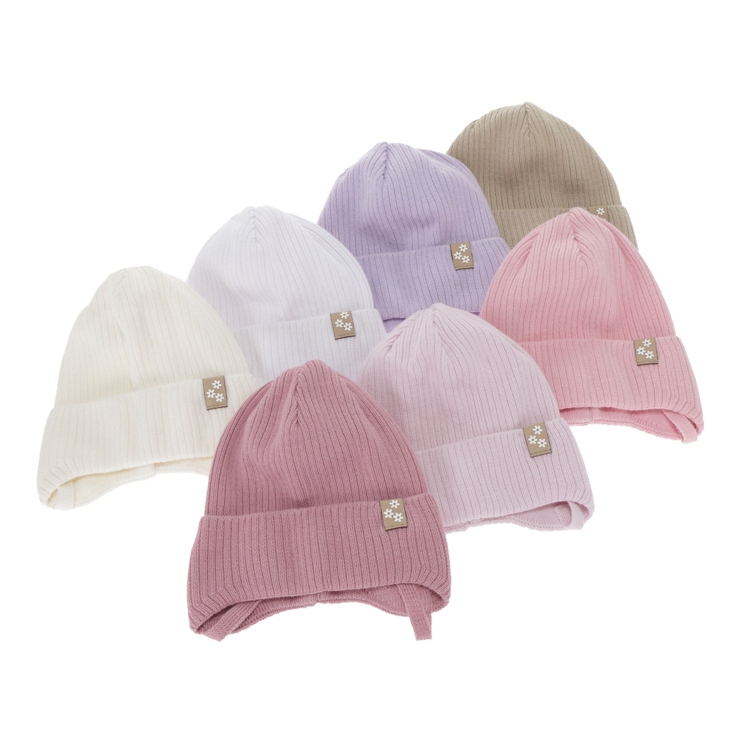 Dívčí podzimní/jarní čepice, růžová, bavlněná, zavazovací, Lunara