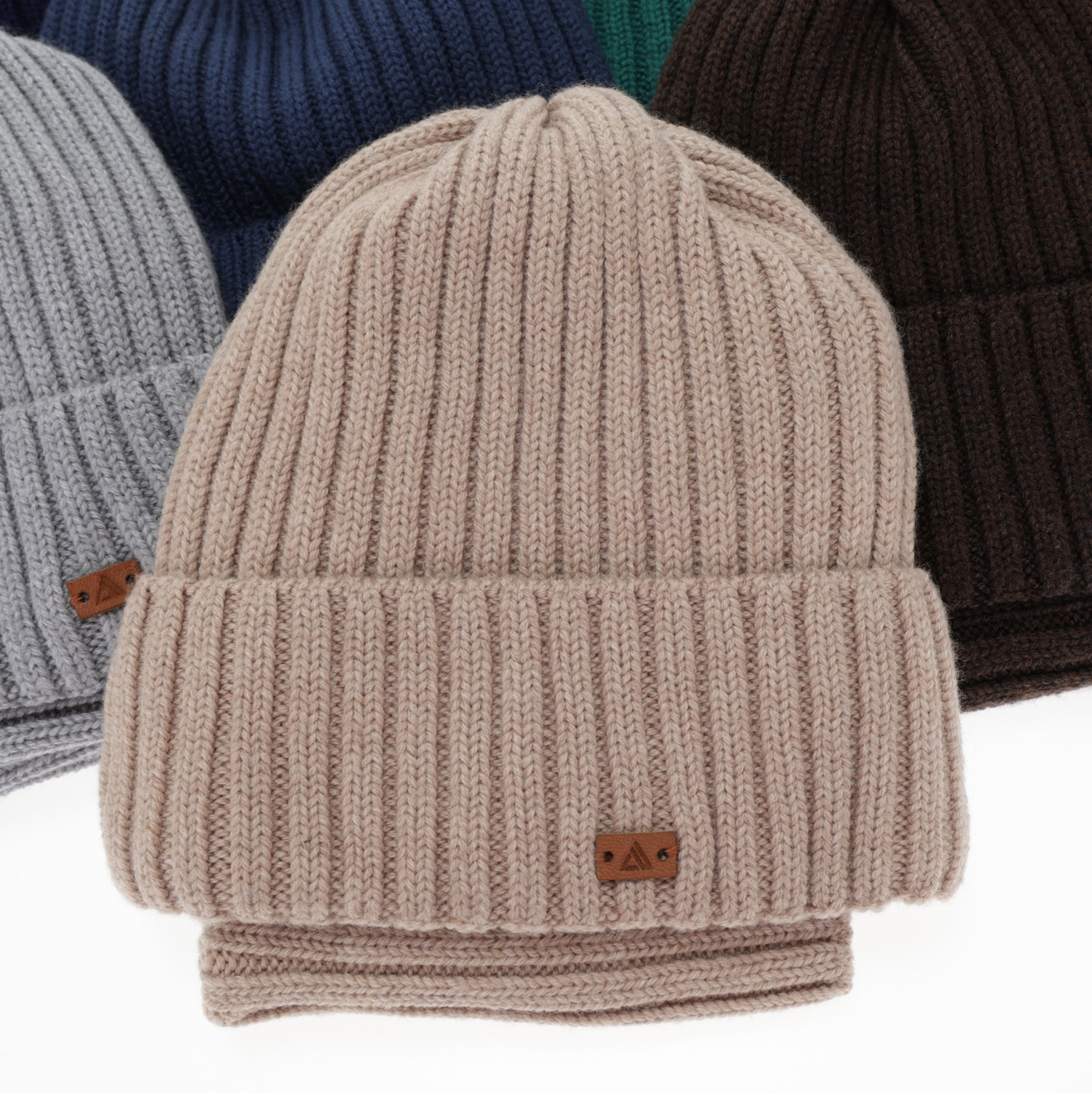 Komplet zimní chlapecký: čepice a tunel, 100% merino vlněný, hnědý, Umberto