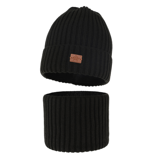 Komplet zimný chlapčenský: čiapka a tunel černý Fargo