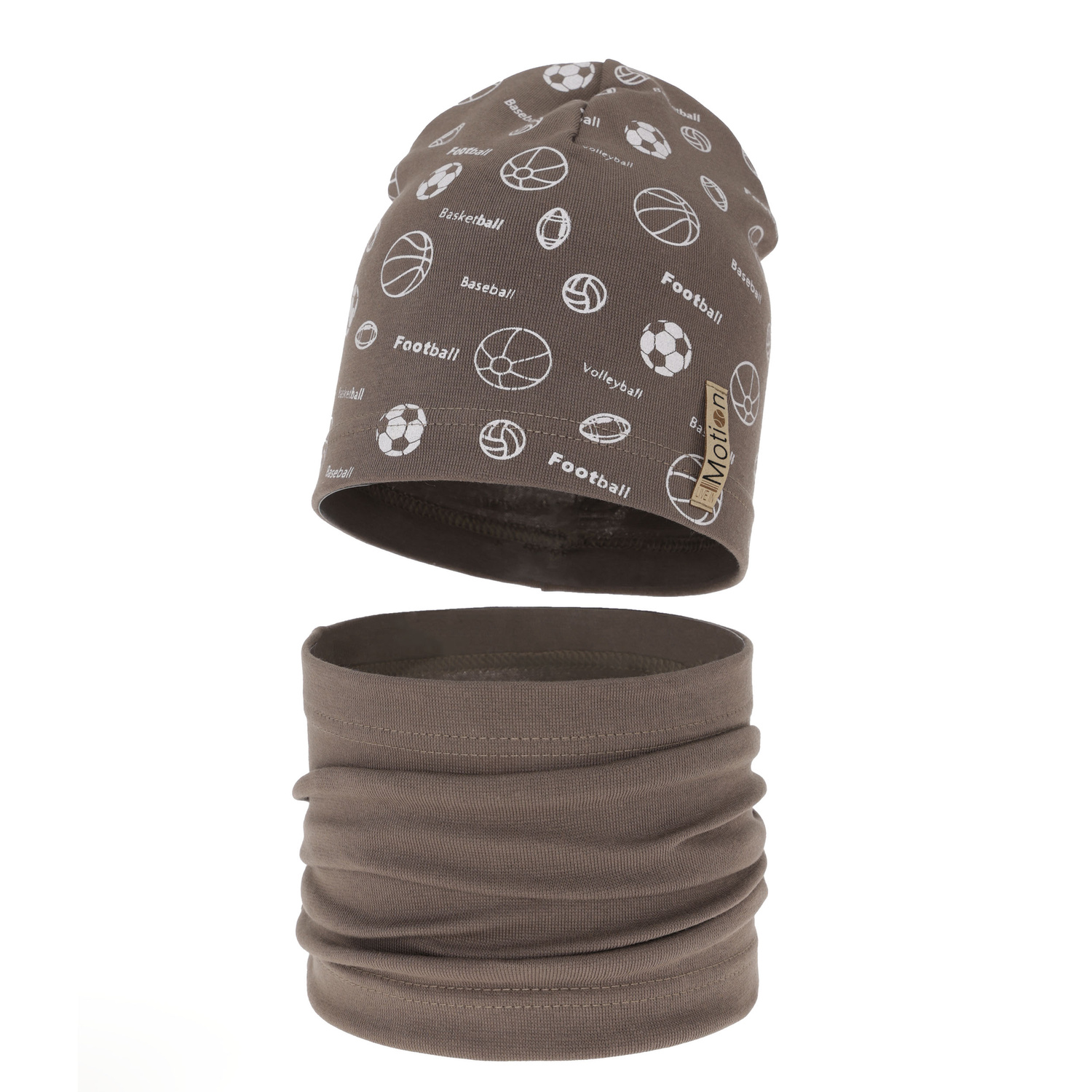 Komplet podzimní/jarní chlapecký: čepice a tunel hnědý Paolo