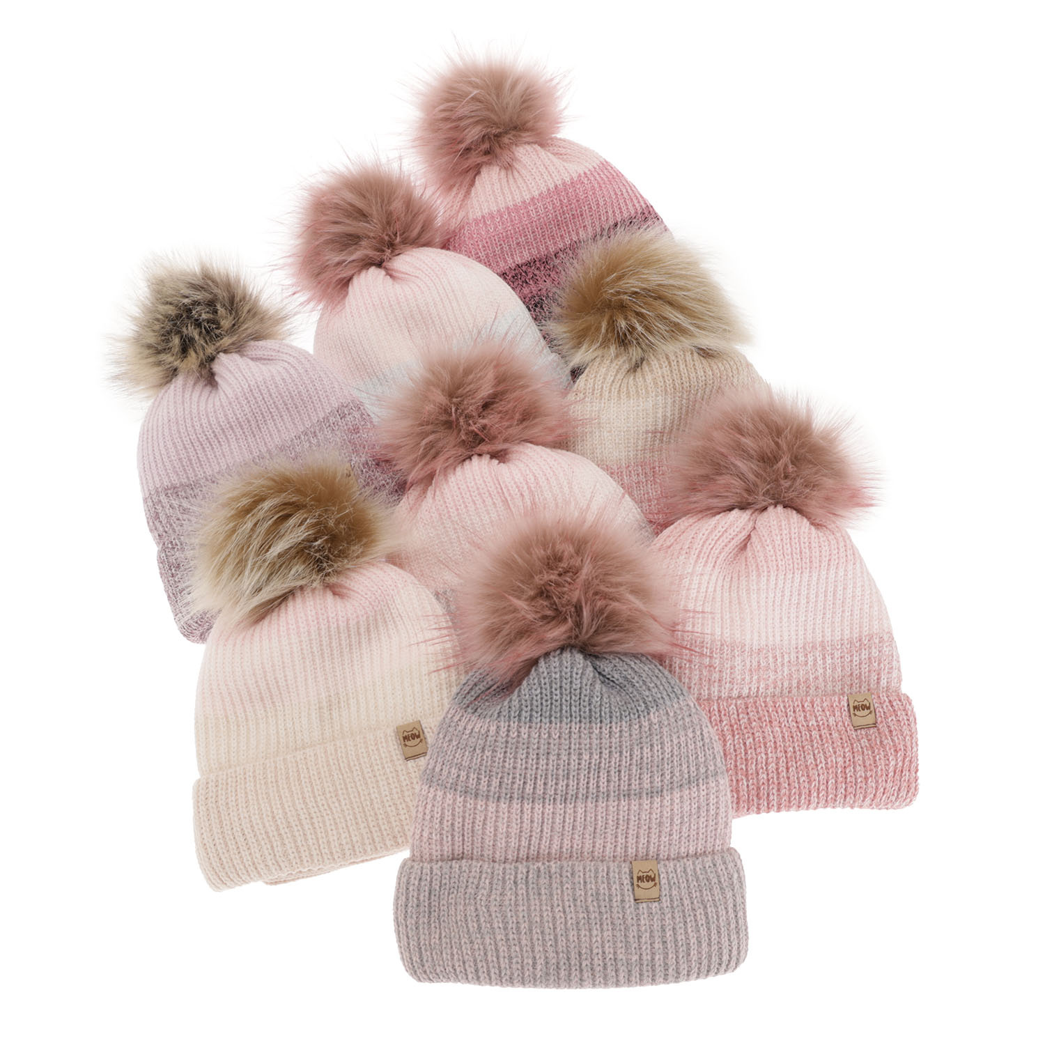 Komplet zimní dívčí: čepice a tunel šedý bambulí Gimena