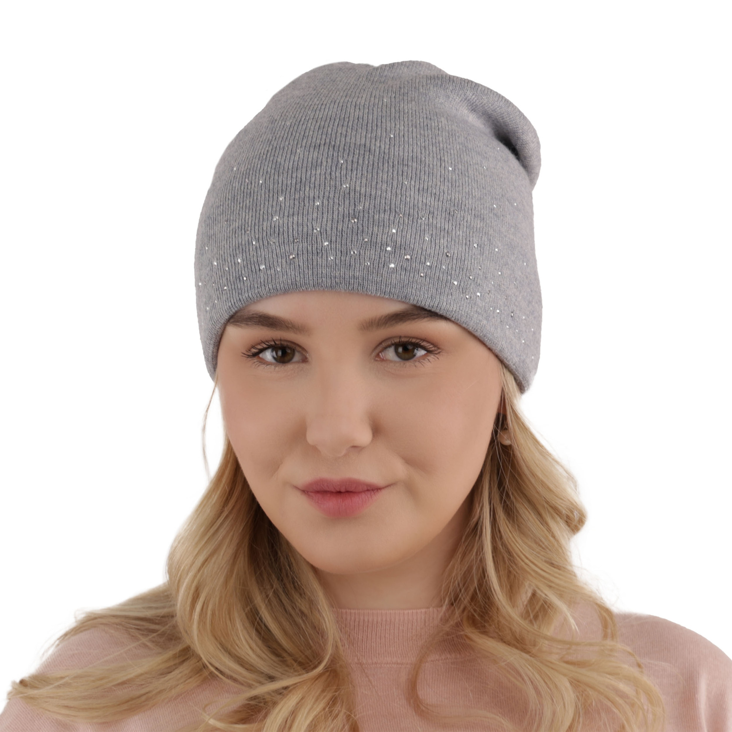 Dámska zimná čiapka béžová merino vlnená Minerwa