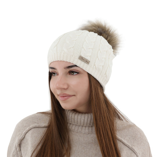 Dámska zimná čiapka camel merino vlnená Bafi