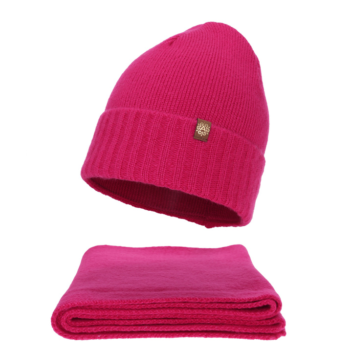 Komplet zimní dámský: čepice a šála, amarant, Shasta