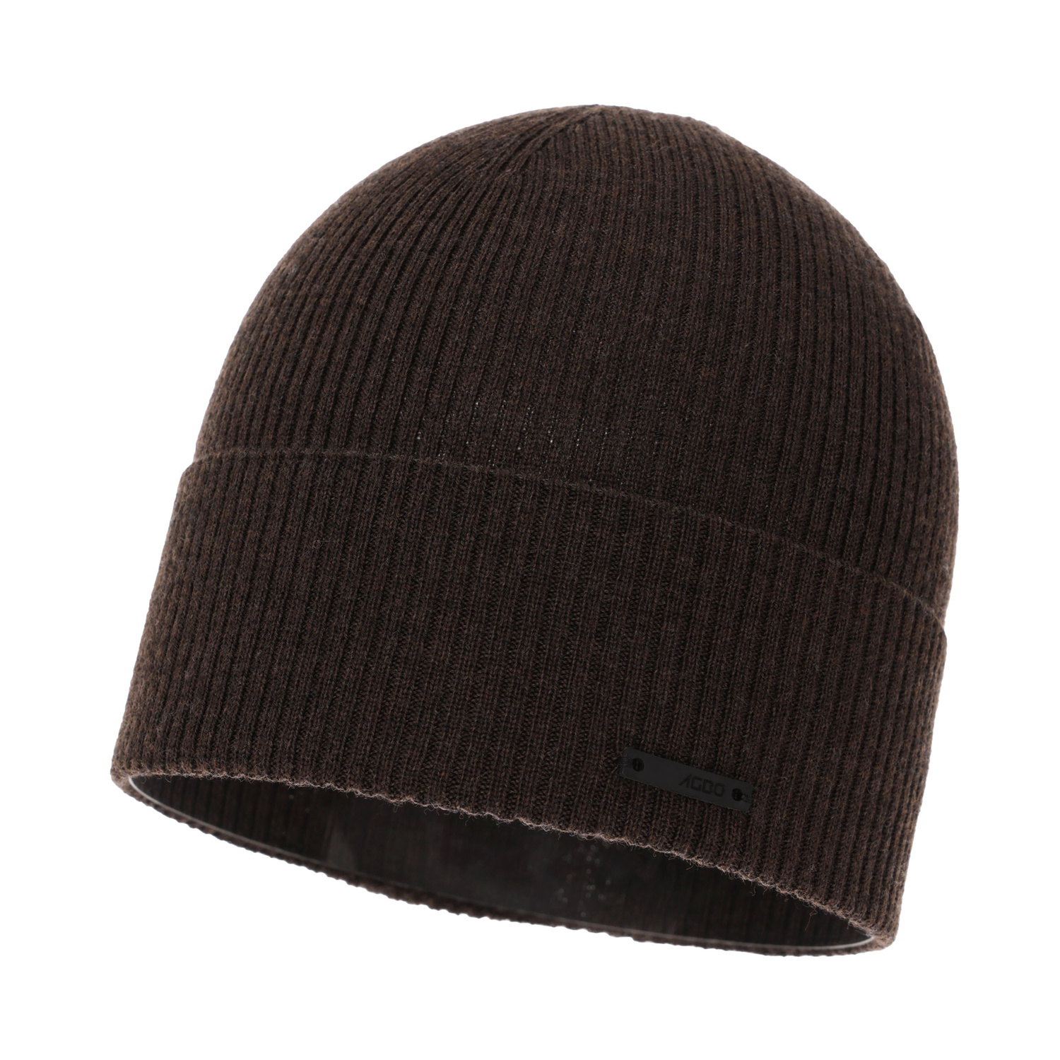 Pánská podzimní/jarní čepice hnědá 100% extra fine merino vlněná Fleur