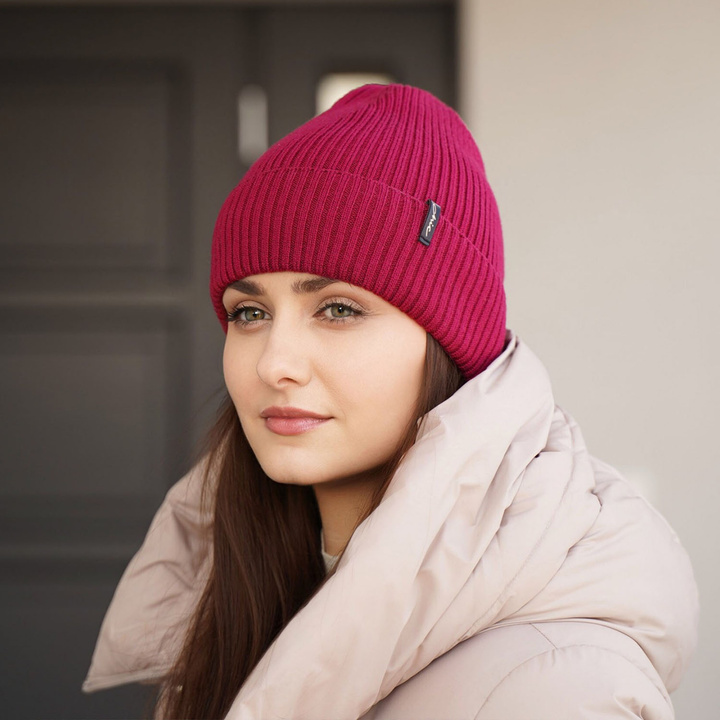 Dámská zimní čepice modrá 100% extra fine merino vlněná Megan