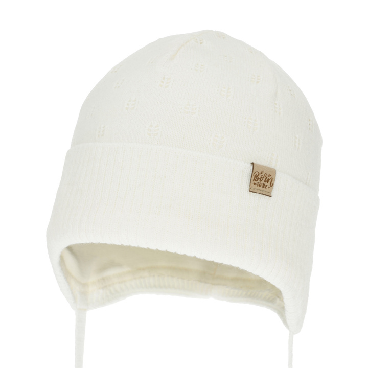 Dívčí podzimní/jarní čepice, krémová, zavazovací, Froya